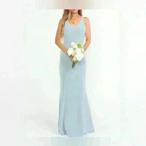 Show Me Your Mumu $198 Dress Morgan Gown Silver Sage Stretched Crepe bridesmaid